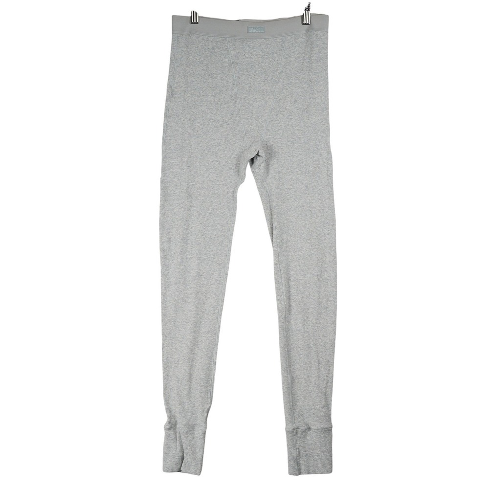 SKIMS Mens Ribbed Leggings Light Heather Gray Cotton Stretch Base Layer Large